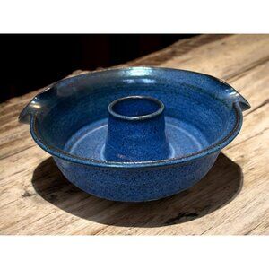 Cape Fear Art Pottery Carolina Chicken Roaster Cobalt Blue 9 1/2"